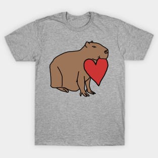 Capybara with Love Heart for Valentines Day T-Shirt